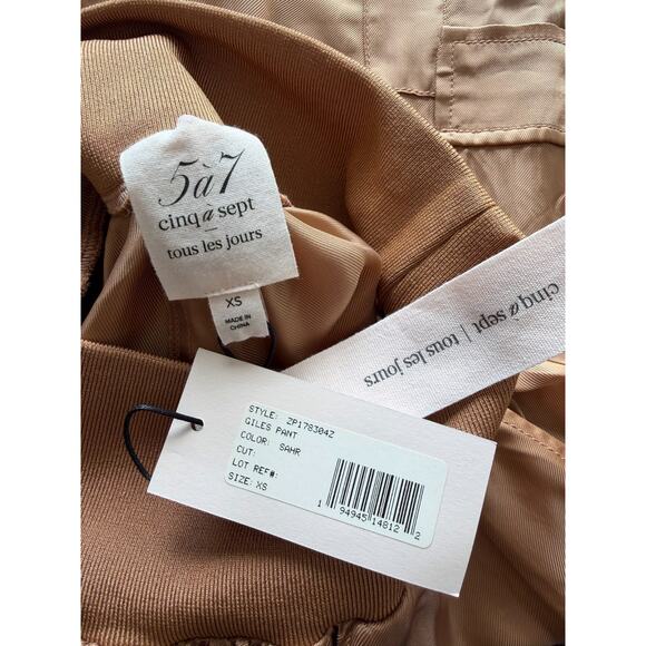 Cinq a Sept Giles Pants NWT Satin Utility Cargo Jogger Size XS Sahara Brown - Picture 3 of 6